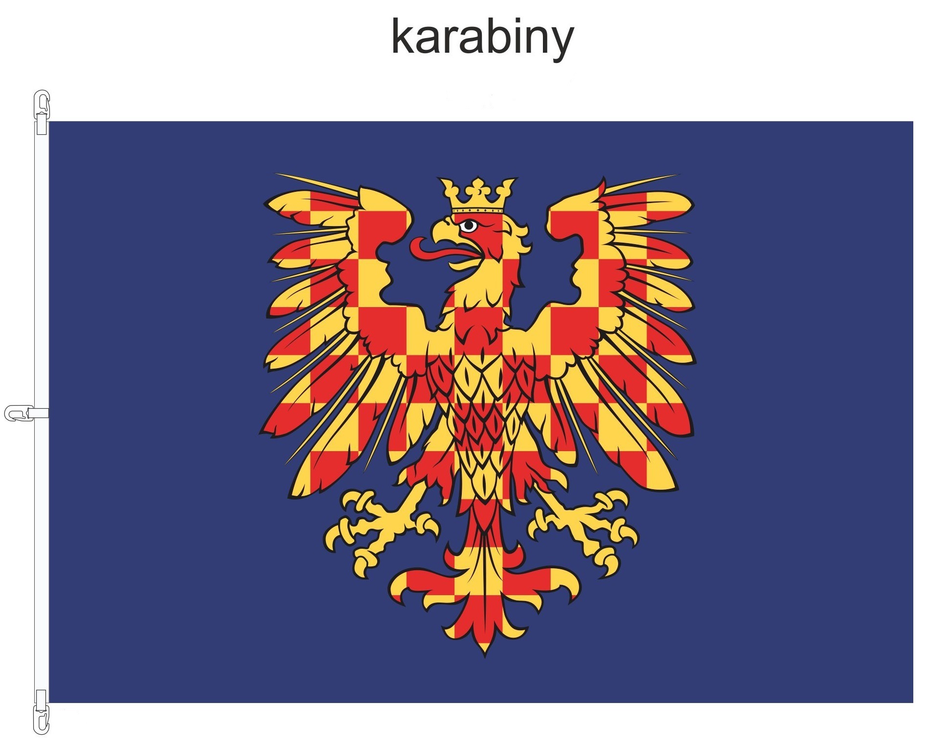 Moravský heraldický prapor 150x100 cm, karabinky