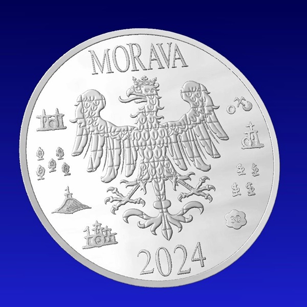 Moravský tolar 2024 k výročí 400 let od tisku mapy Moravy od J. A. Komanského (s pořadovým číslem)
