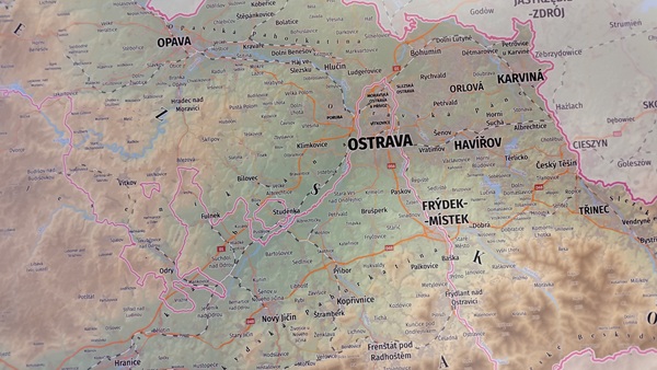 MORAVA a SLEZSKO aktuální nástěnná mapa 1:260 000