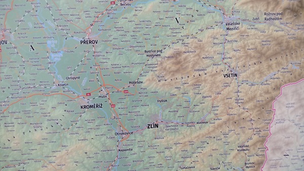 MORAVA a SLEZSKO aktuální nástěnná mapa 1:260 000