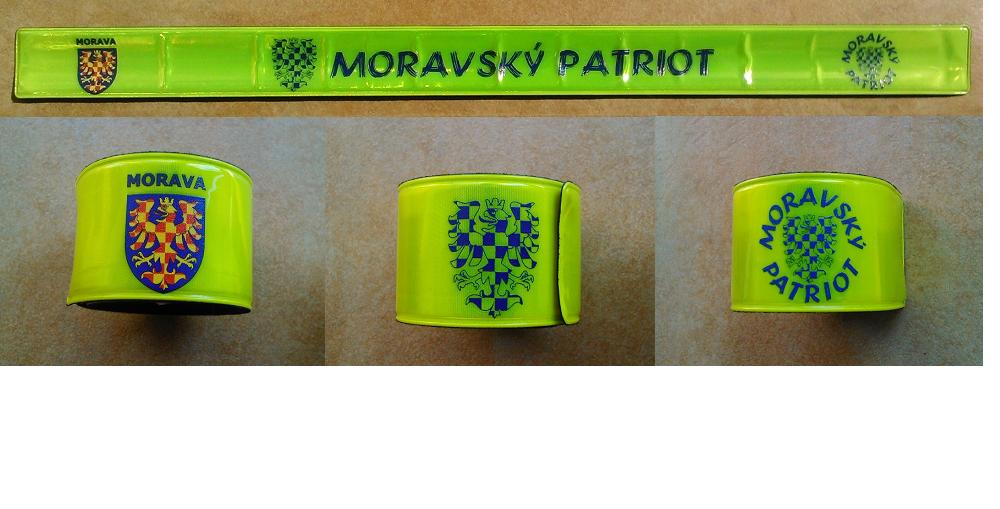Dárek k objednávce nad 450 Kč - Reflexní páska žlutozelená, MORAVA + MORAVSKÝ PATRIOT 400 x 30 mm