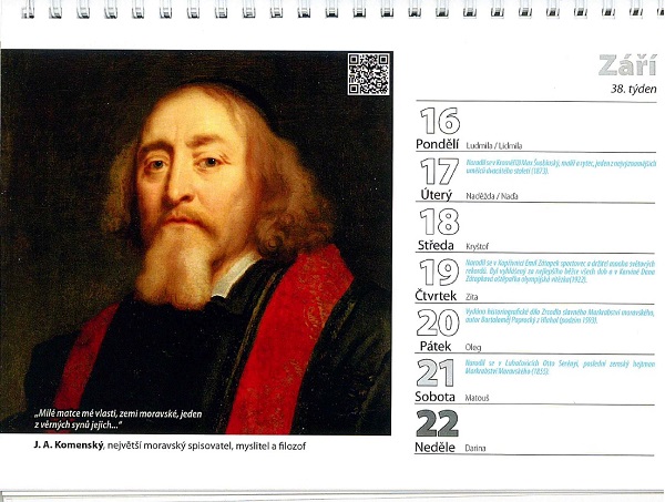 Moravský kalendář 2019 s QR kódy