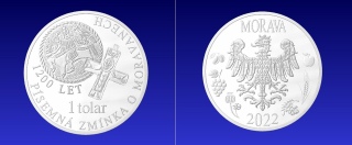 Moravský tolar 2022 k výročí 1200 let od první písemné zmínky o Moravanech