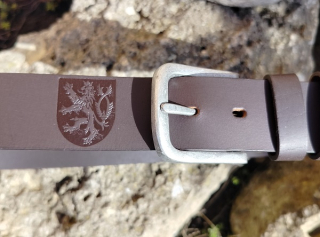 Kožený opasek 3,8 cm český lev