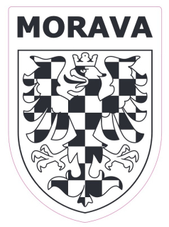 Černá orlice na bílém podkladu 35 cm s textem MORAVA