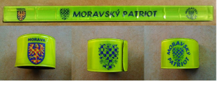 Dárek k objednávce nad 450 Kč - Reflexní páska žlutozelená, MORAVA + MORAVSKÝ PATRIOT 400 x 30 mm