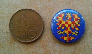 Placka modrá s moravskou žluto-červenou orlicí, 25 mm, špendlík