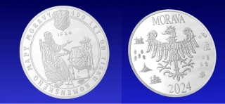 Moravský tolar 2024 k výročí 400 let od tisku mapy Moravy od J. A. Komanského (s pořadovým číslem)