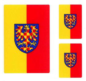 Sada samolepek - svislá moravská vlajka, (1ks 4x6 cm, 2ks 2x3 cm) 