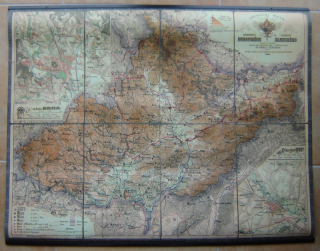 Historická mapa Morava a Slezsko, rok 1888, 90 x 72 cm